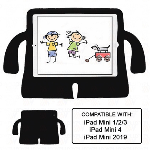 3D – Étui antichoc en silicone pour enfants avec support pour iPad Mini de 1 2 3 4 5 1st 2nd 3rd 4th 5th génération, noir