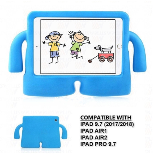 3D Silicone Shockproof Child Kids Stand Cover Case for iPad 9.7" 5th 6th Gen, Air 1st 2nd Gen, iPad Pro 9.7", Blue