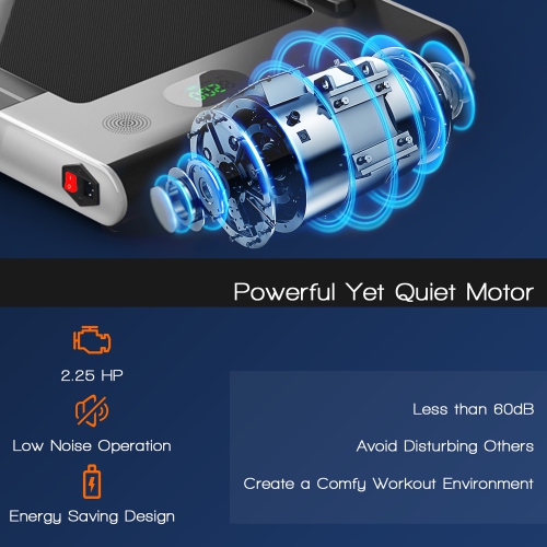 SuperFit 2.25HP 2 in 1 Folding Under Desk Treadmill / Walking Pad with Remote Control-Silver