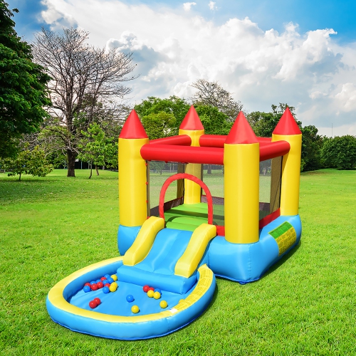 Costway Inflatable Bounce House Kids Slide Jumping Castle Bouncer w/ balls Pool & Bag