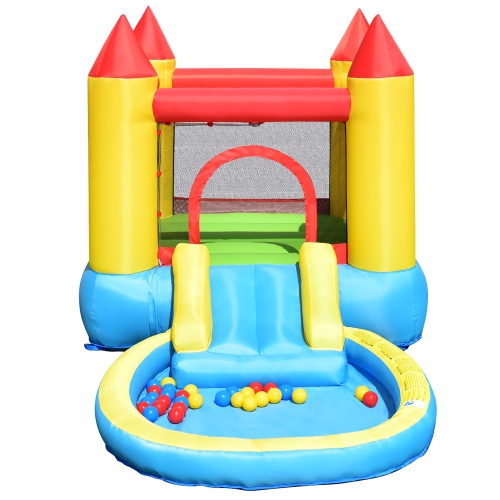 Costway Inflatable Bounce House Kids Slide Jumping Castle Bouncer w/ balls Pool & Bag