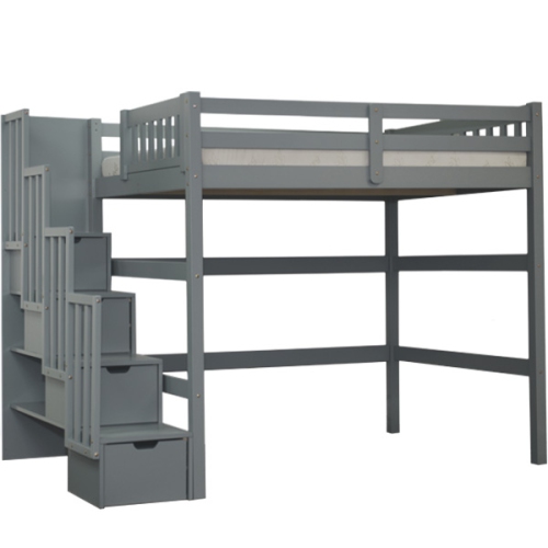 Aria Stairway Full Loft Bed Grey Best, Full Loft Bunk Bed With Stairs