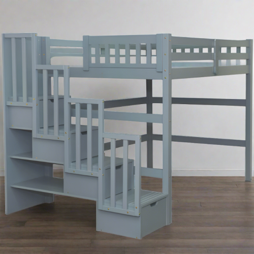 Loft Bed Stairway Full Grey