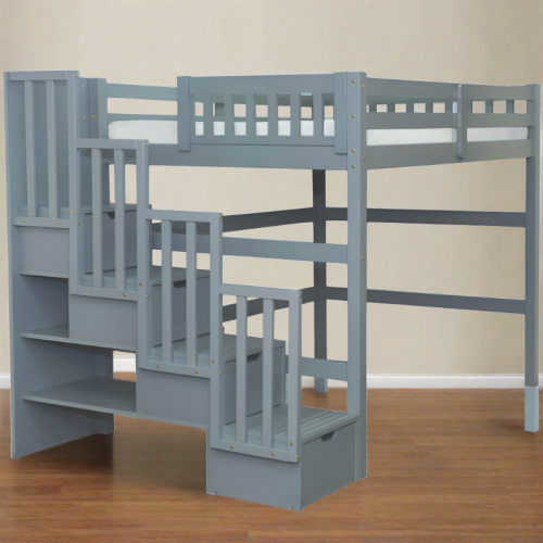 Loft Bed Stairway Full Grey