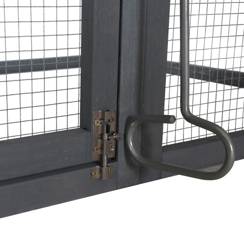 PawHut 84" Chicken Coop Wooden Hen House Rabbit Hutch Poultry Cage Pen Outdoor Backyard with Nesting Box and Run, Grey