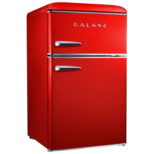 Galanz 3.1 Cu. Ft. Freestanding Top Freezer Retro Bar Fridge - Hot Rod Red