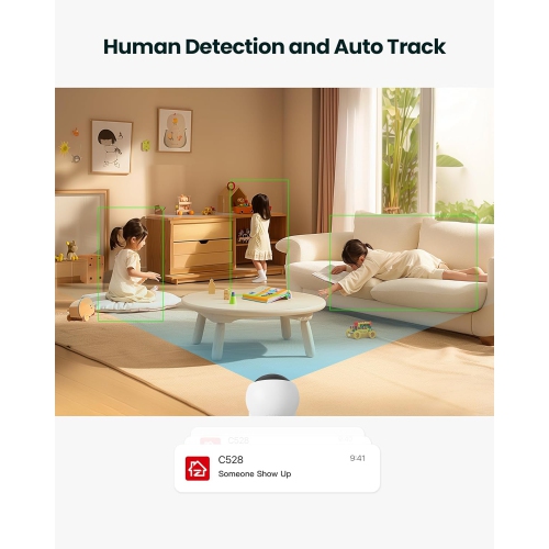 ZOSI C528D 360° Pan/Tilt Dual-Lens 2MP+2MP WIFI Indoor Security Camera, Baby/Pet Monitor, One-Touch Call, Human Tracking,Two-Way Audio, Plug-In Power