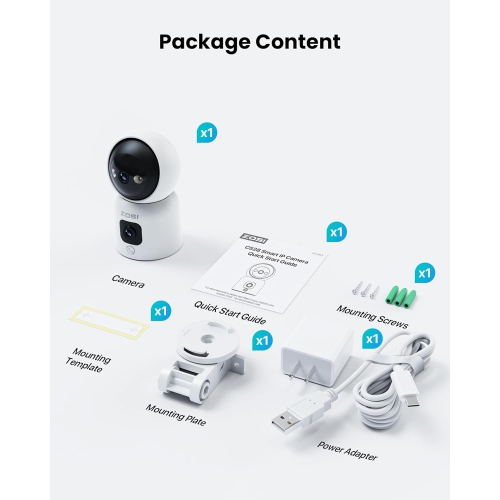ZOSI C528D 360° Pan/Tilt Dual-Lens 2MP+2MP WIFI Indoor Security Camera, Baby/Pet Monitor, One-Touch Call, Human Tracking,Two-Way Audio, Plug-In Power