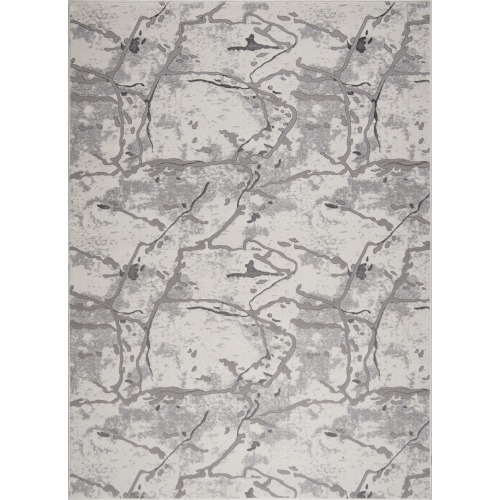 LA DOLE RUGS  Ladole Rugs Boundless Ivory Abstract Contemporary Rustic Indoor Area Rug Carpet, 7X9 (6'7" X 9'2", 200Cm X 280Cm) In Grey