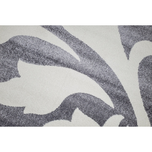 Ladole Rugs Grey White Floral Pattern Contemporary Durable Indoor Area Rug Carpet, 5x7