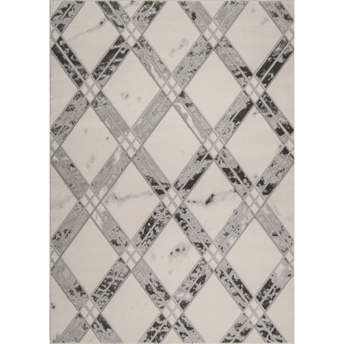 LA DOLE RUGS  Ladole Rugs Barrington Ivory Geometric Durable Contemporary Indoor Area Rug Carpet, 7X9 (6'7" X 9'2", 200Cm X 280Cm) In Grey