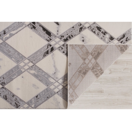Ladole Rugs Barrington Ivory Grey Geometric Durable Contemporary Indoor Area Rug Carpet, 7x9