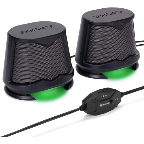 ENHANCE GAMING  Enhance Sb2 2.0 High Excursion Computer Speakers With Led Lights - In Green