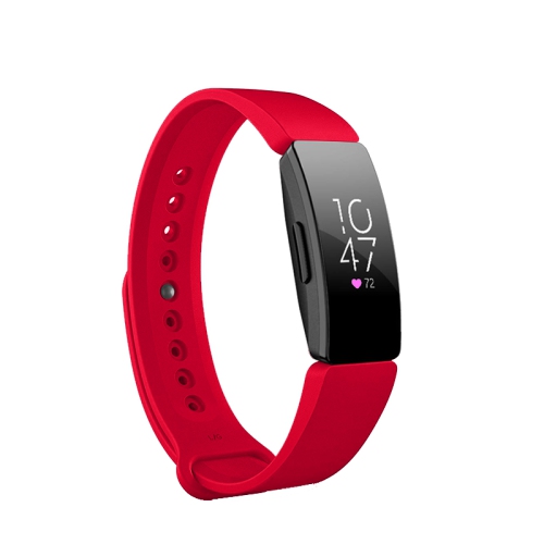 Bracelet en caoutchouc silicone à clou et passant de StrapsCo pour Inspire/Inspire HR de Fitbit-moyen-court-moyen-rouge