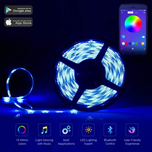 LED Strip Lights WiFi Wireless Smart Phone APP Controlled Sync to Music 10M 32.8ft Waterproof RGB Light Strips Kit