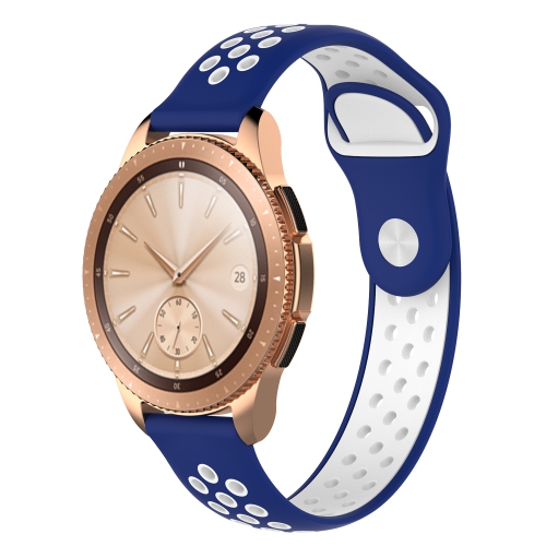 STRAPSCO  Perforated Silicone Rubber Watch Band Strap for Samsung Galaxy Watch Active2 - & White In Blue