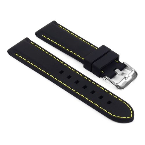 StrapsCo Silicone Rubber Watch Band Strap with Stitching for Samsung Galaxy Watch Active2 - Black & Yellow