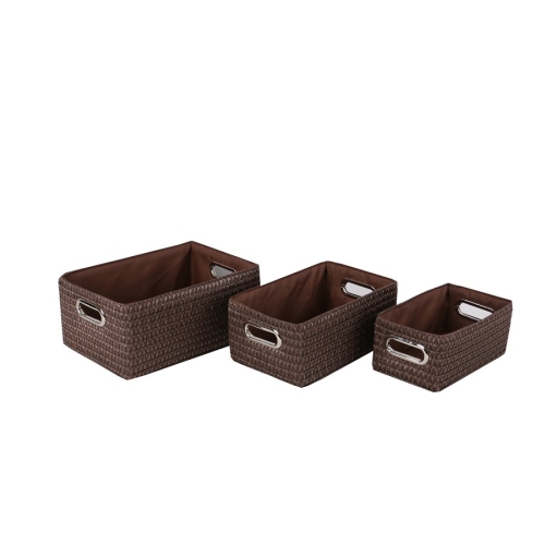 Jessar - Fabric Storage Basket, Set of 3, Brown