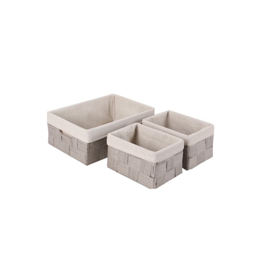 Jessar - Fabric Storage Basket, Set of 3, Light Gray