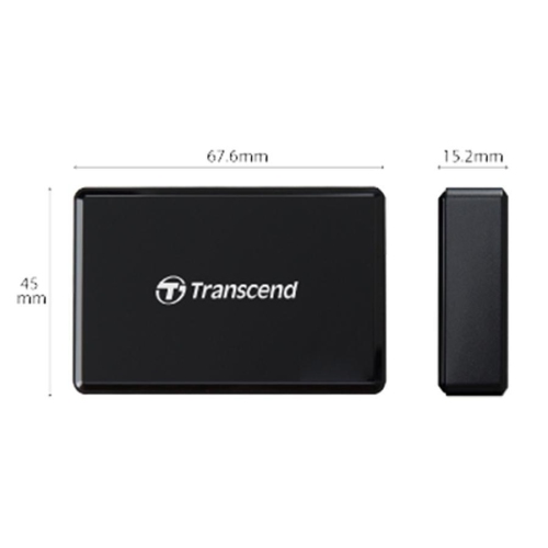 Transcend TS-RDF8K2 Multi Card Reader, Ports for CompactFlash Cards, SD and microSD, USB 3.1, Type-C, Black