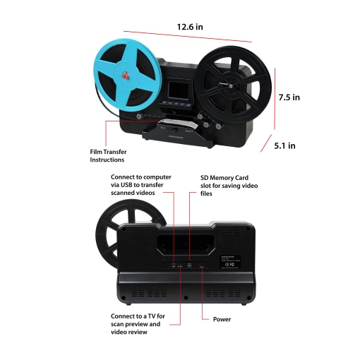Magnasonic Super 8/8mm Film Scanner, Converts 3", 5" and 7" Super 8/8mm Movie Reels into Digital Video(FS81)