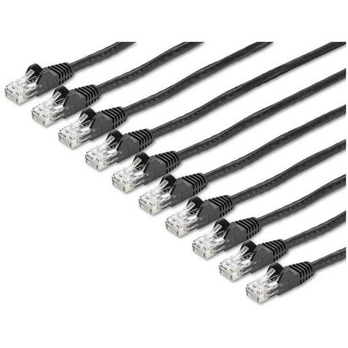 STARTECH  6 Ft. Cat6 Cable - 10 Pack - Blackcat6 Patch Cable - Snagless Rj45 Connectors - Category 6 Cable - 24 Awg