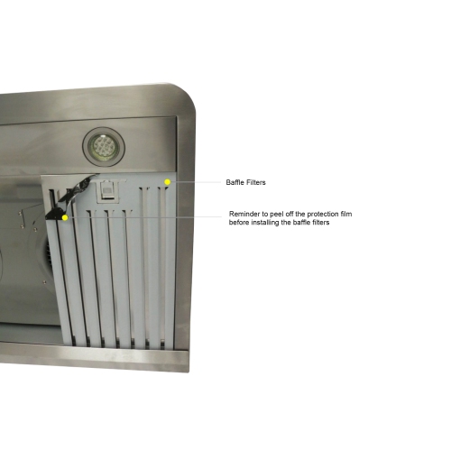 ROXON 900 CFM Slim Range Hood Stainless Steel Kitchen Exhaust Fan Under Cabinet Style with REMOTE RXN-U15-30