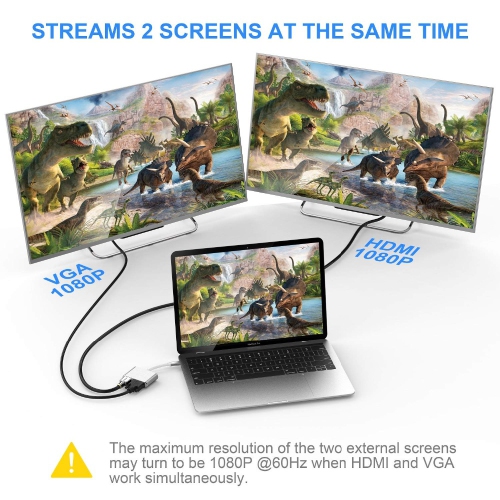 axGear USB-C to HDMI / VGA Converter Adapter 4K Screen Mirror Extend Graphics Card