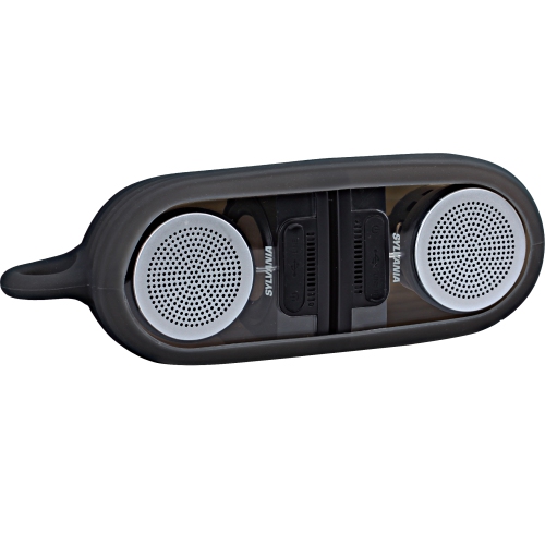 Haut-parleurs stéréo Bluetooth à aimant sans fil véritable avec étui en silicone de Sylvania - Noir