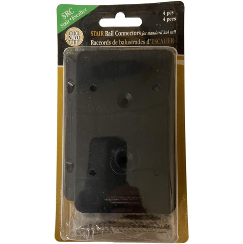 Nuvo Iron Stair Rail Connectors for Standard 2x4 Rail – Plastic Black – SRC