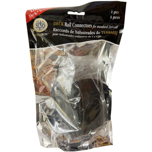 Nuvo Iron Deck Rail Connectors for Standard 2x4 Rail – Plastic Black – DRC