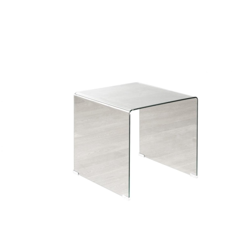 Single Piece Glass End Table with Bevelled Edges