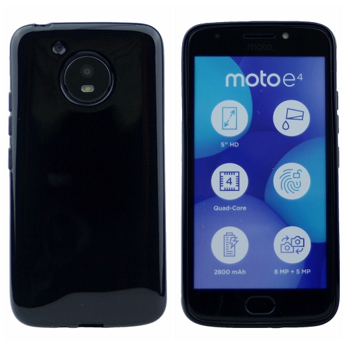 (Canadain Version) Moto E4 Smooth, and Glossy Soft Back Case, Black
