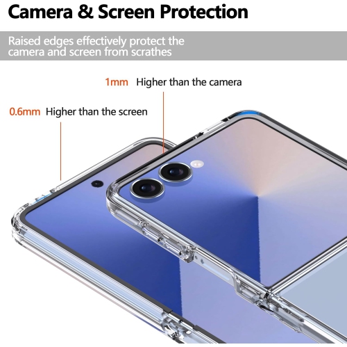 Étui TopSave transparent, pare-chocs en TPUR souple antichoc et étui arrière en polycarbonate rigide, étui Slim Fit pour Samsung Galaxy Z Flip 7