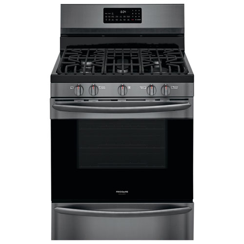 Frigidaire Gallery 30" 5.0 Cu. Ft. Convection 5-Burner Gas Air Fry Range - Black Stainless