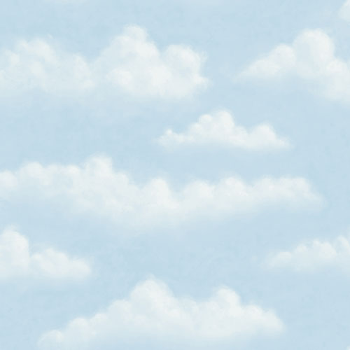 Chesapeake Nautical Wallpaper - Fluff Blue Puffy Clouds