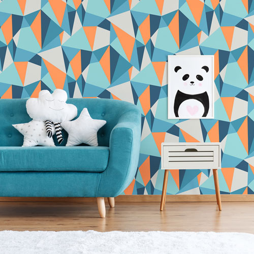 Papier peint à motifs géométriques de Brewster - Facette bleue Kline