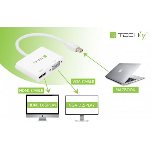 Techly Mini DisplayPort to HDMI / VGA adapter