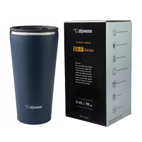 Zojirushi Stainless Travel Mug Tumbler with tea leaf filter SX-FSE45, Navy 15oz