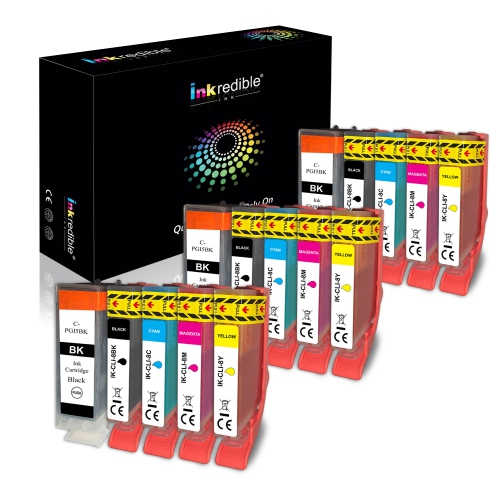 Canon PGI-5, CLI-8 Compatible Ink Cartridge Combo - Inkredible Ink™ - 15/Pack (3 BK, 3 PBK, 3 C, 3 M, 3 Y)