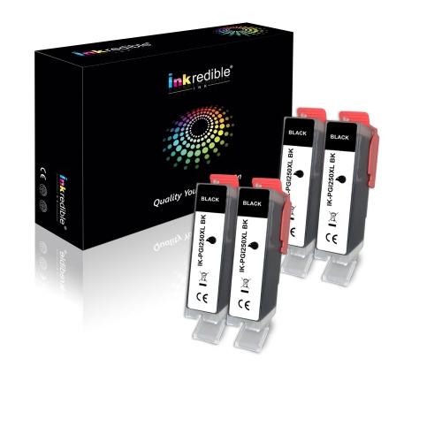 INKREDIBLE INK  Canon Pgi-250Bk 6432B001 Compatible Ink Cartridge - - 4/pack In Black