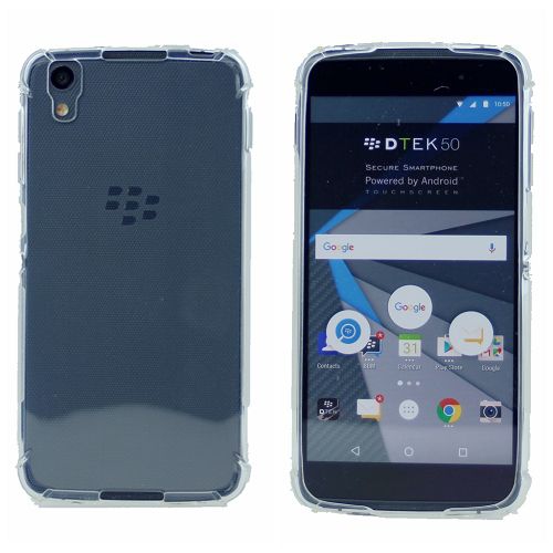 Black Berry Dtek50 Edge Corner Bumper Soft Back Case, Clear