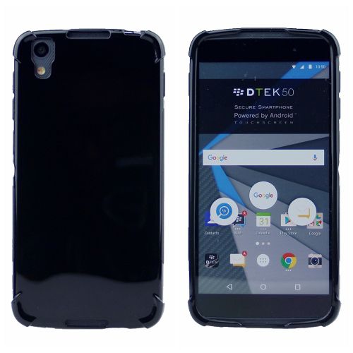 Black Berry Dtek50 Edge Corner Bumper Soft Back Case, Black