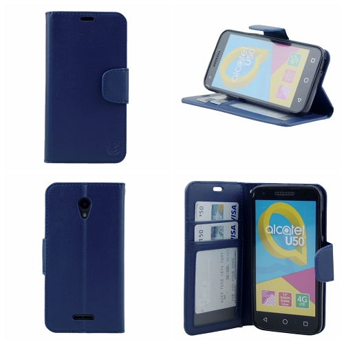Navy Blue Wallet with Card Holder,Flip Case with Kickstand for Alcatel U50