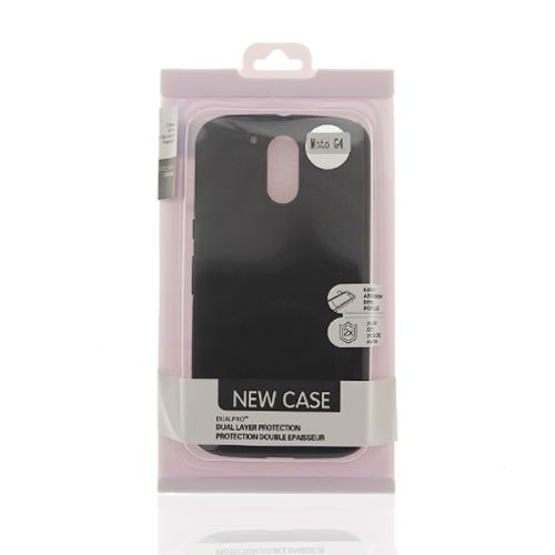 Étui rigide à double couche pour Moto G4 Play, avec dos lisse, noir