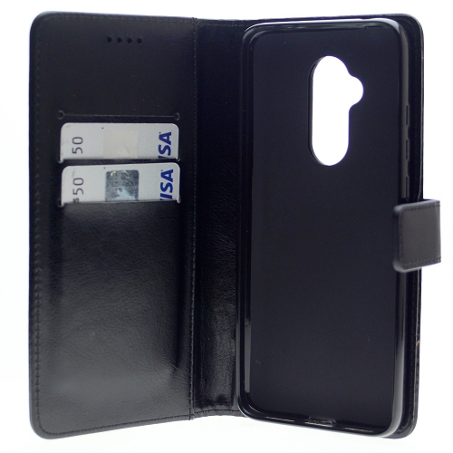 Black Wallet with Card Holder,Flip Case with Kickstand for Alcatel 7