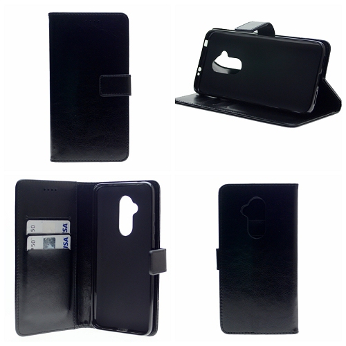 Black Wallet with Card Holder,Flip Case with Kickstand for Alcatel 7