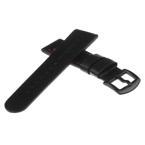 DASSARI Leather Pilot Watch Band Strap for Fossil Gen 4 Smartwatch - 22mm - Black & Red