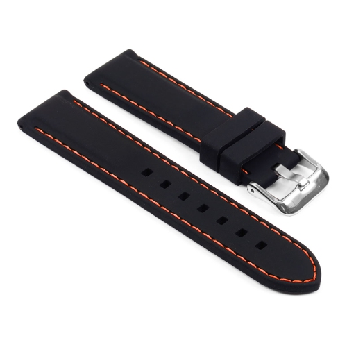 StrapsCo Silicone Rubber Watch Band Strap with Stitching for Fossil Gen 4 Smartwatch - 18mm - Black & Orange