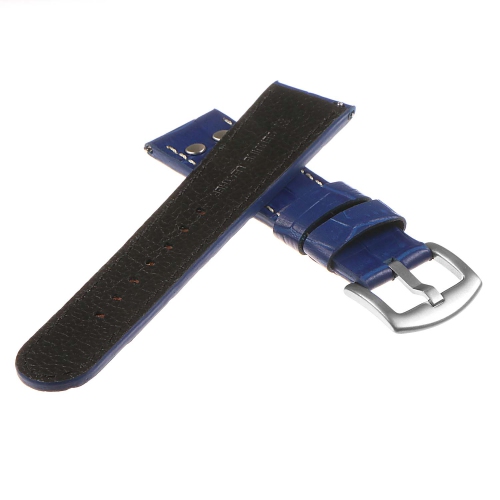 DASSARI Croc Embossed Leather Pilot Watch Band Strap for Fossil Sport Smartwatch - 18mm - Blue